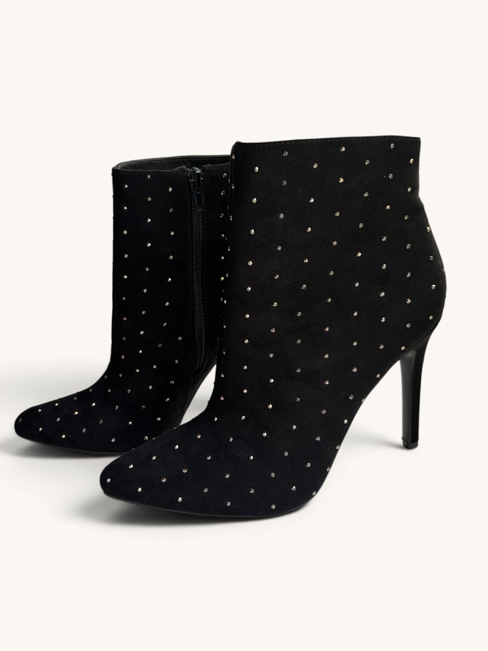 Anne Michelle Black Studded Ankle Booties